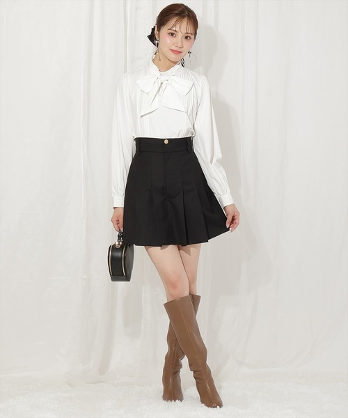 WILLSELECTION（ウィルセレクション）の「ダブルウエストプリーツスカショーパン（スカート・レディース・グレー/ブラック/ダークブラウン・FREE）」の5枚目の写真