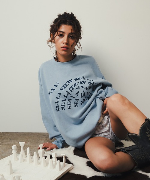 ROOPTOKYO（ループトウキョウ）の「【SEA LA VIEW / シーラビユウ】オーバーサイズ 英字ロゴプリントスウェット 裏毛 ユニセックス オーバーサイズ（スウェット・レディース・ホワイト/ネイビー/サックスブルー・L/M）」の20枚目の写真