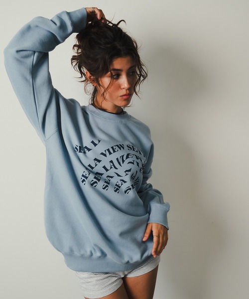 ROOPTOKYO（ループトウキョウ）の「【SEA LA VIEW / シーラビユウ】オーバーサイズ 英字ロゴプリントスウェット 裏毛 ユニセックス オーバーサイズ（スウェット・レディース・ホワイト/ネイビー/サックスブルー・L/M）」の21枚目の写真