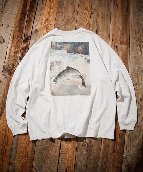 Foxfire（フォックスファイヤー）の「Foxfire/フォックスファイヤー 別注 Foxfire プリントクルーネック ロングスリーブTシャツ/カタログトラウト/バックプリント/リラックスフィット/10.5オンス（Tシャツ/カットソー・メンズ・ホワイト/チャコール/アッシュグレー・LARGE/MEDIUM）」の13枚目の写真