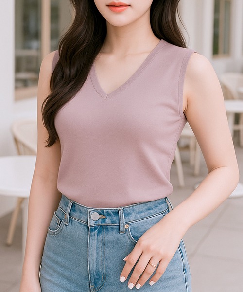 Julia Boutique（ジュリアブティック）の「選べるUネック・Vネック パーソナルカラー ノースリーブニットトップス（ニット/セーター・レディース・アイボリー系2/ホワイト系1/ホワイト系2/グレー系2/ネイビー系2/ベージュ系1/ワイン系2/カーキ系2/ブラック系2/パープル系2/ピンク系1/ピンク系2/カーキ系1/アイボリー系1/ネイビー系1/グレー系1/ベージュ系2/ワイン系1/ブラック系1/パープル系1・ONE）」の18枚目の写真