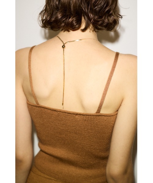 THROW by SLY（スローバイスライ）の「THROW　RIB HG BARE TOP リブ ハイゲージ ブラ トップ（キャミソール・レディース・キャメル/ブラック・FREE）」の10枚目の写真
