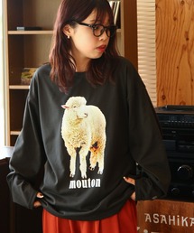 【ZIP FIVE】 天竺 ホワイト アニマル プリント 刺繍 ロングスリーブ Tシャツ / 猫 / 長袖 / ロンT