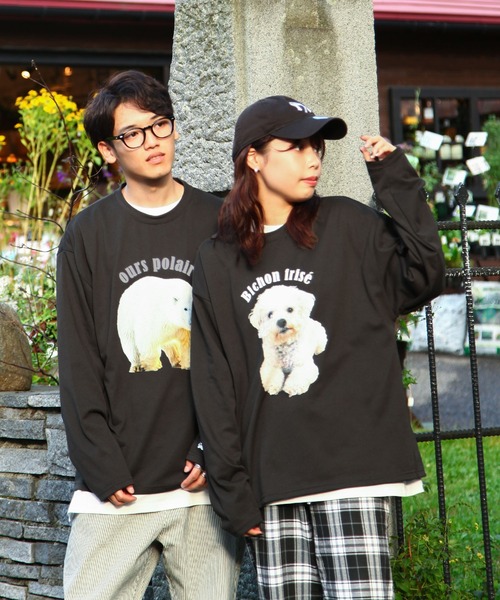 ZIP FIVE(ジップファイブ)の「【ZIP FIVE】 天竺 ホワイト アニマル プリント 刺繍 ロングスリーブ Tシャツ / 猫 / 長袖 / ロンT(Tシャツ/カットソー・レディース・グレー系2/グレー系3/グレー系/チャコール/グレー系1・MEDIUM/LARGE/X-LARGE)」の7枚目の写真