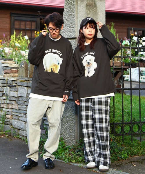 ZIP FIVE(ジップファイブ)の「【ZIP FIVE】 天竺 ホワイト アニマル プリント 刺繍 ロングスリーブ Tシャツ / 猫 / 長袖 / ロンT(Tシャツ/カットソー・レディース・グレー系2/グレー系3/グレー系/チャコール/グレー系1・MEDIUM/LARGE/X-LARGE)」の8枚目の写真