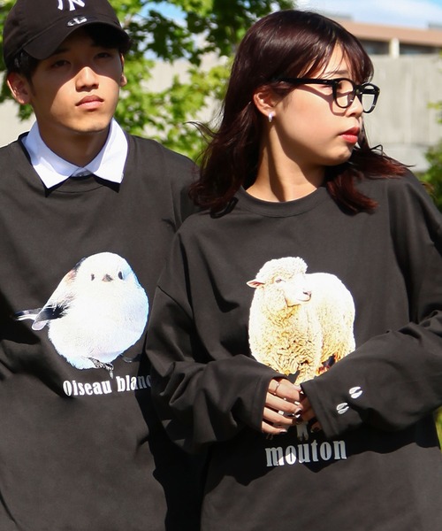 ZIP FIVE(ジップファイブ)の「【ZIP FIVE】 天竺 ホワイト アニマル プリント 刺繍 ロングスリーブ Tシャツ / 猫 / 長袖 / ロンT(Tシャツ/カットソー・レディース・グレー系2/グレー系3/グレー系/チャコール/グレー系1・MEDIUM/LARGE/X-LARGE)」の9枚目の写真