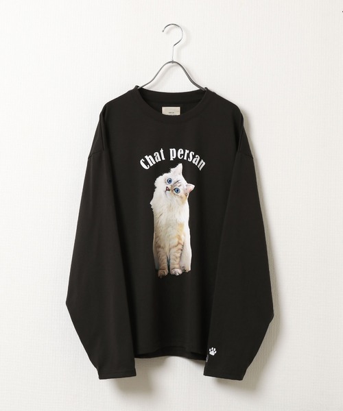 ZIP FIVE(ジップファイブ)の「【ZIP FIVE】 天竺 ホワイト アニマル プリント 刺繍 ロングスリーブ Tシャツ / 猫 / 長袖 / ロンT(Tシャツ/カットソー・レディース・グレー系2/グレー系3/グレー系/チャコール/グレー系1・MEDIUM/LARGE/X-LARGE)」の14枚目の写真
