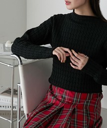 【forksy.】でこぼこセミハイネックニットプルオーバーブラック