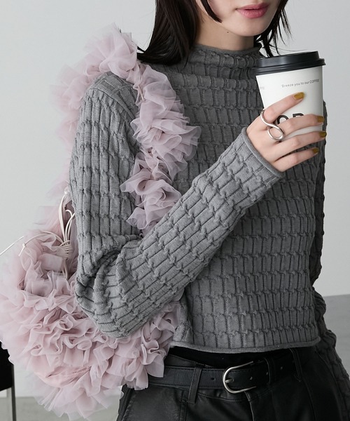 セール】【forksy.】でこぼこセミハイネックニットプルオーバー