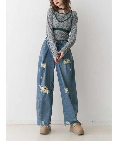 MILLER(ミラー)の「【MILLER】ビスチェレイヤードトップス(Tシャツ/カットソー・レディース・グリーン/アイボリー/グレー・MEDIUM)」の21枚目の写真