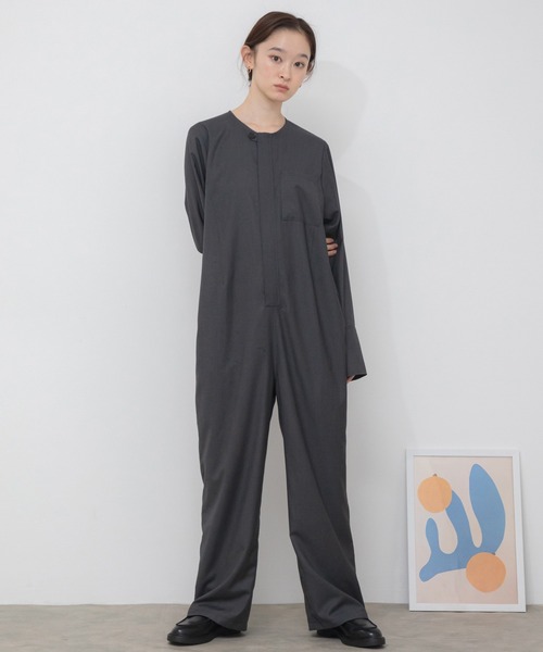 HEILIS(ヘイリス)の「【original】フロントジップオールインワン / ジャンプスーツ サロペットノームコア シティガール つなぎ オールインワン 韓国 春服 秋服 ノームコア シティーガール(つなぎ/オールインワン・レディース・グレー/ネイビー・FREE)」の9枚目の写真