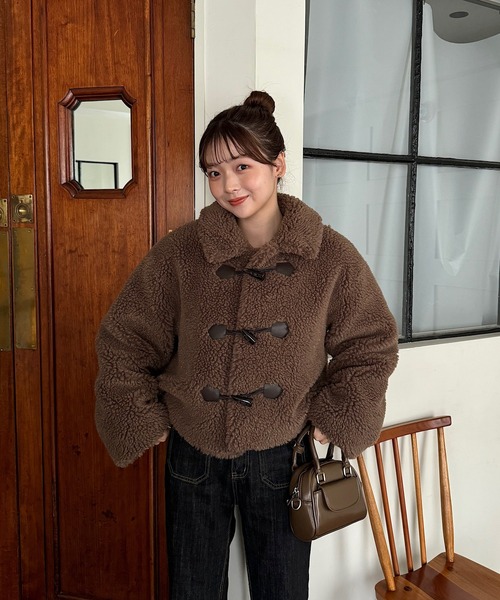 INTER FACTORY（インターファクトリー）の「ゆづき/ラメボアスタンドジャケット made in INTER FACTORY（その他アウター・レディース・ブラウン/グレイッシュベージュ・FREE）」の20枚目の写真