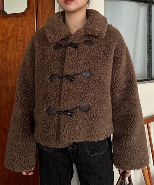 INTER FACTORY（インターファクトリー）の「ゆづき/ラメボアスタンドジャケット made in INTER FACTORY（その他アウター・レディース・ブラウン/グレイッシュベージュ・FREE）」の12枚目の写真