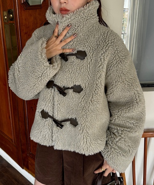 INTER FACTORY（インターファクトリー）の「ゆづき/ラメボアスタンドジャケット made in INTER FACTORY（その他アウター・レディース・ブラウン/グレイッシュベージュ・FREE）」の5枚目の写真