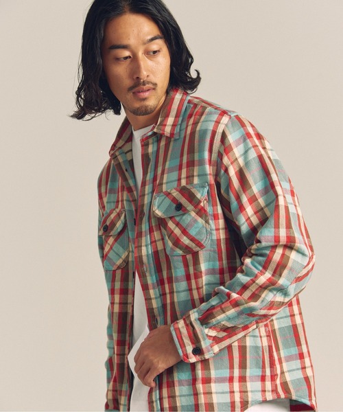 JACKROSE（ジャックローズ）の「JE HEAVY FLANNEL CHECK WORK SHIRTS（シャツ/ブラウス・メンズ・レンガ/サックスブルー/ホワイト/アイボリー/オレンジ/ネイビー・XL/L/M）」の4枚目の写真