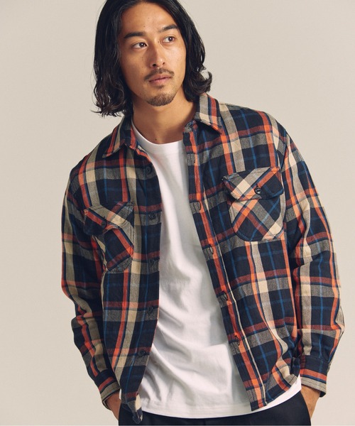 JACKROSE（ジャックローズ）の「JE HEAVY FLANNEL CHECK WORK SHIRTS（シャツ/ブラウス・メンズ・レンガ/サックスブルー/ホワイト/アイボリー/オレンジ/ネイビー・XL/L/M）」の6枚目の写真