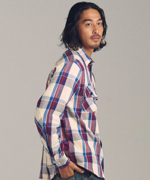 JACKROSE（ジャックローズ）の「JE HEAVY FLANNEL CHECK WORK SHIRTS（シャツ/ブラウス・メンズ・レンガ/サックスブルー/ホワイト/アイボリー/オレンジ/ネイビー・XL/L/M）」の2枚目の写真
