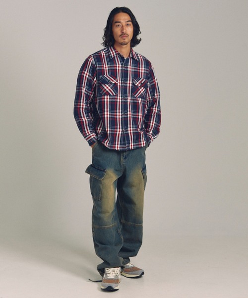JACKROSE（ジャックローズ）の「JE HEAVY FLANNEL CHECK WORK SHIRTS（シャツ/ブラウス・メンズ・レンガ/サックスブルー/ホワイト/アイボリー/オレンジ/ネイビー・XL/L/M）」の10枚目の写真