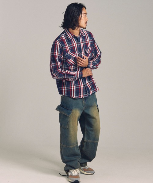 JACKROSE（ジャックローズ）の「JE HEAVY FLANNEL CHECK WORK SHIRTS（シャツ/ブラウス・メンズ・レンガ/サックスブルー/ホワイト/アイボリー/オレンジ/ネイビー・XL/L/M）」の12枚目の写真