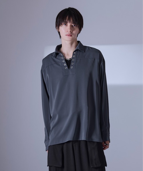 nowos 今期　レースアップシャツ nowos - nowos ノーウォス チノレースアップシャツ 5704005735