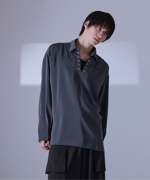 レースアップスキッパーシャツ/LS（シャツ/ブラウス）｜Ellno Loset