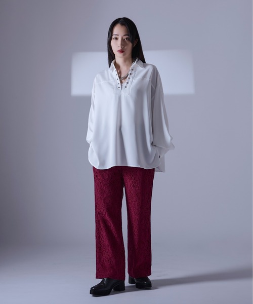 Ellno Loset（エルノロゼット）の「レースアップスキッパーシャツ/LS（シャツ/ブラウス・メンズ・ブラック/オフホワイト/ボルドー/ブルー系その他・LARGE/MEDIUM/SMALL）」の10枚目の写真