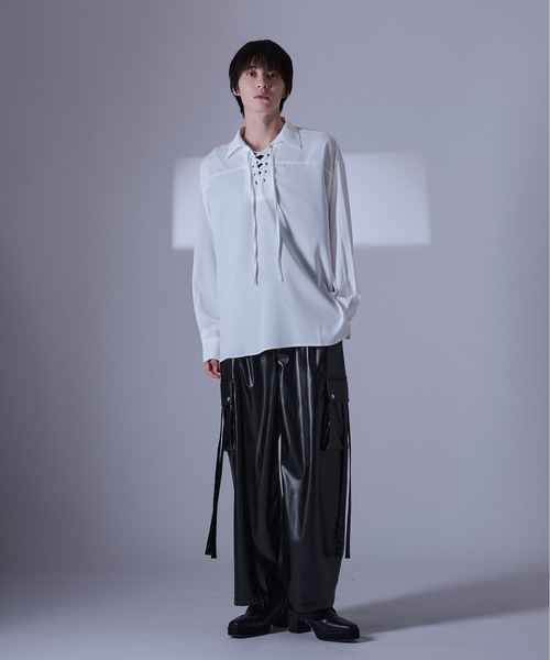 Ellno Loset（エルノロゼット）の「レースアップスキッパーシャツ/LS（シャツ/ブラウス・メンズ・ブラック/オフホワイト/ボルドー/ブルー系その他・LARGE/MEDIUM/SMALL）」の17枚目の写真