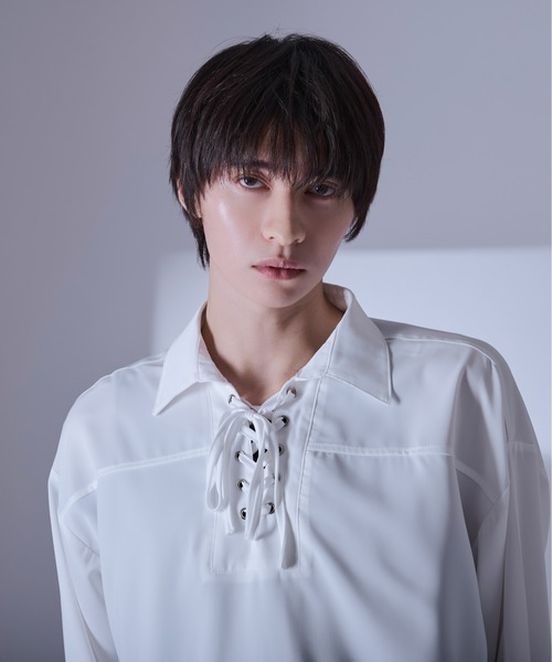 Ellno Loset（エルノロゼット）の「レースアップスキッパーシャツ/LS（シャツ/ブラウス・メンズ・ブラック/オフホワイト/ボルドー/ブルー系その他・LARGE/MEDIUM/SMALL）」の15枚目の写真