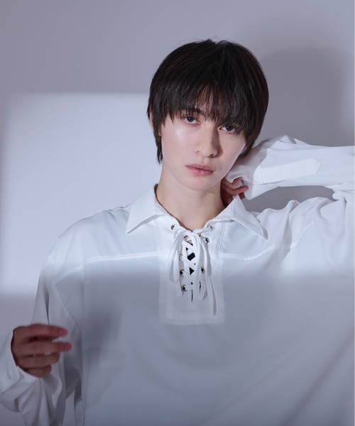 Ellno Loset（エルノロゼット）の「レースアップスキッパーシャツ/LS（シャツ/ブラウス・メンズ・ブラック/オフホワイト/ボルドー/ブルー系その他・LARGE/MEDIUM/SMALL）」の16枚目の写真