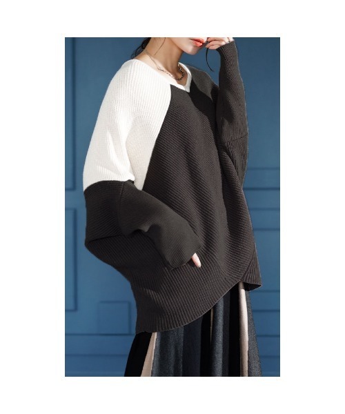 Sawa a la mode（サワアラモード）の「配色ドルマンリブニット（ニット/セーター・レディース・ブラック/グレー/レッド・FREE）」の16枚目の写真