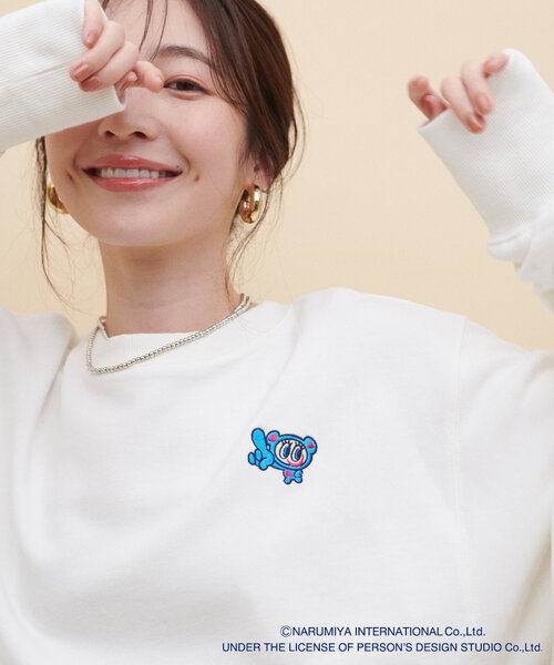 natural couture（ナチュラルクチュール）の「ANGEL BLUE×natural couture クロップド刺繍プルオーバー（Tシャツ/カットソー・レディース・サックスブルー/オフホワイト/グレー・FREE）」の6枚目の写真