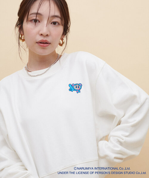 natural couture（ナチュラルクチュール）の「ANGEL BLUE×natural couture クロップド刺繍プルオーバー（Tシャツ/カットソー・レディース・サックスブルー/オフホワイト/グレー・FREE）」の7枚目の写真