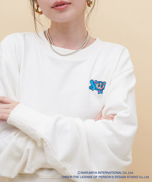 natural couture（ナチュラルクチュール）の「ANGEL BLUE×natural couture クロップド刺繍プルオーバー（Tシャツ/カットソー・レディース・サックスブルー/オフホワイト/グレー・FREE）」の5枚目の写真