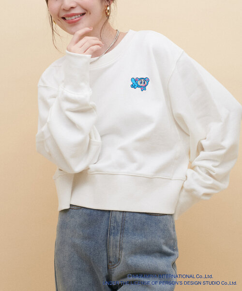 natural couture（ナチュラルクチュール）の「ANGEL BLUE×natural couture クロップド刺繍プルオーバー（Tシャツ/カットソー・レディース・サックスブルー/オフホワイト/グレー・FREE）」の8枚目の写真