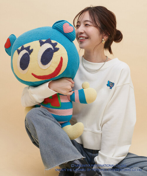 natural couture（ナチュラルクチュール）の「ANGEL BLUE×natural couture クロップド刺繍プルオーバー（Tシャツ/カットソー・レディース・サックスブルー/オフホワイト/グレー・FREE）」の4枚目の写真