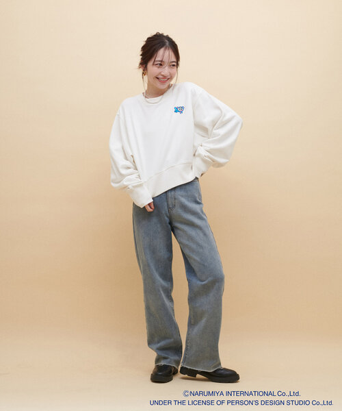 natural couture（ナチュラルクチュール）の「ANGEL BLUE×natural couture クロップド刺繍プルオーバー（Tシャツ/カットソー・レディース・サックスブルー/オフホワイト/グレー・FREE）」の10枚目の写真