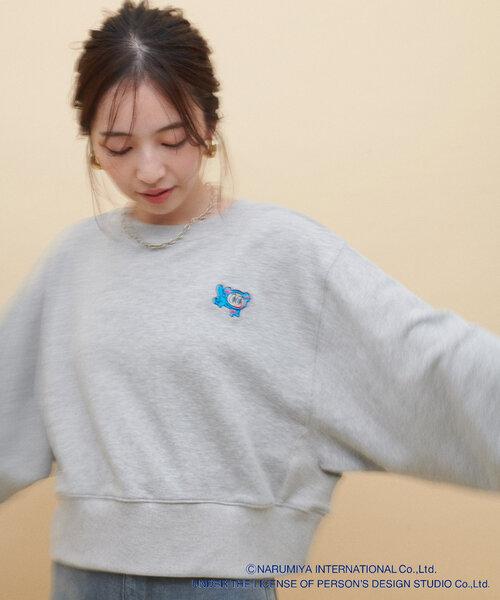 natural couture（ナチュラルクチュール）の「ANGEL BLUE×natural couture クロップド刺繍プルオーバー（Tシャツ/カットソー・レディース・サックスブルー/オフホワイト/グレー・FREE）」の17枚目の写真