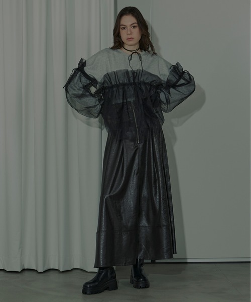 Ezick（エジック）の「Wrapping over チュールスウェット（スウェット・レディース・カーキ/ブラック/グレー・FREE）」の14枚目の写真