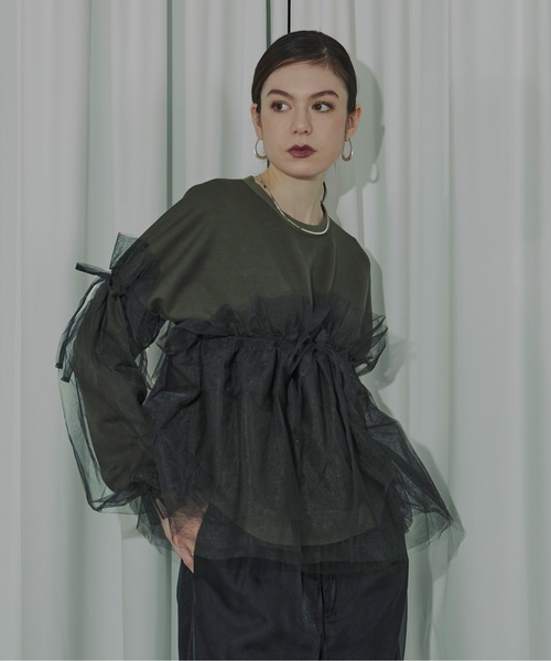 Ezick（エジック）の「Wrapping over チュールスウェット（スウェット・レディース・カーキ/ブラック/グレー・FREE）」の21枚目の写真