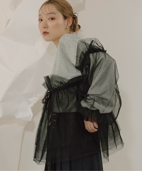 Ezick（エジック）の「Wrapping over チュールスウェット（スウェット・レディース・カーキ/ブラック/グレー・FREE）」の22枚目の写真