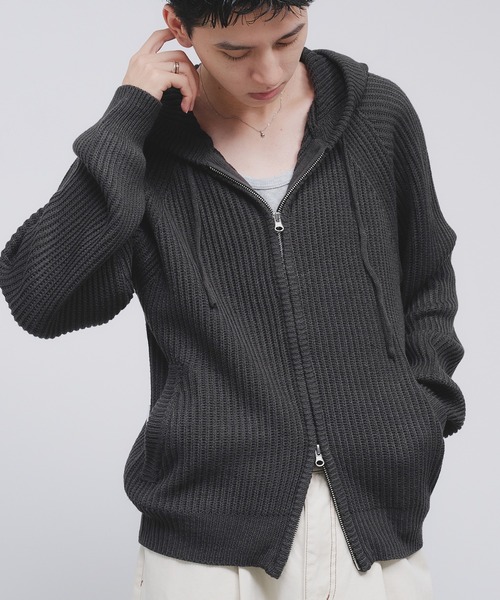 カーディガン ダブルフェースジップパーカー メンズ カーディガン アウター メンズ 春 秋 春服 秋服 ダブル