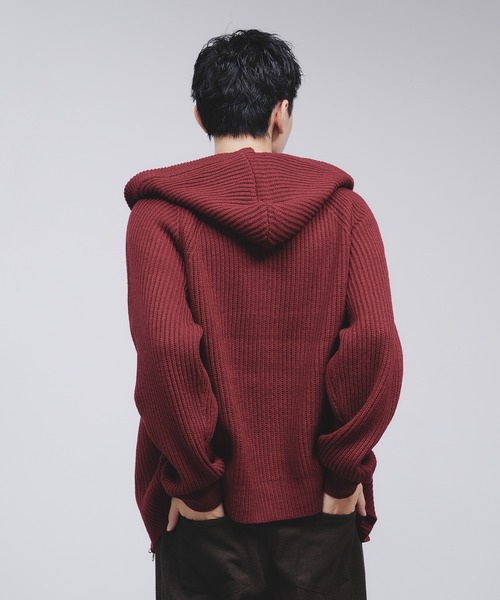 Adoon plain（アドーンプレーン）の「【NEW COLOR】　DOUBLE ZIP KNIT HOODIE / ダブルジップニットフーディ（パーカー・メンズ・ブラウン/ボルドー/ブラック/チャコールグレー/ネイビー・MEDIUM/LARGE）」の17枚目の写真