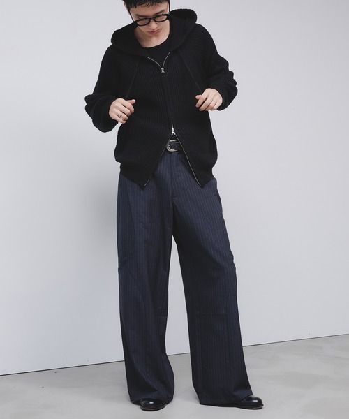 セール】【NEW COLOR】 DOUBLE ZIP KNIT HOODIE / ダブルジップニット