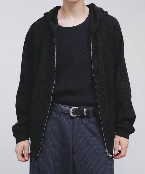 セール】【NEW COLOR】 DOUBLE ZIP KNIT HOODIE / ダブルジップニット