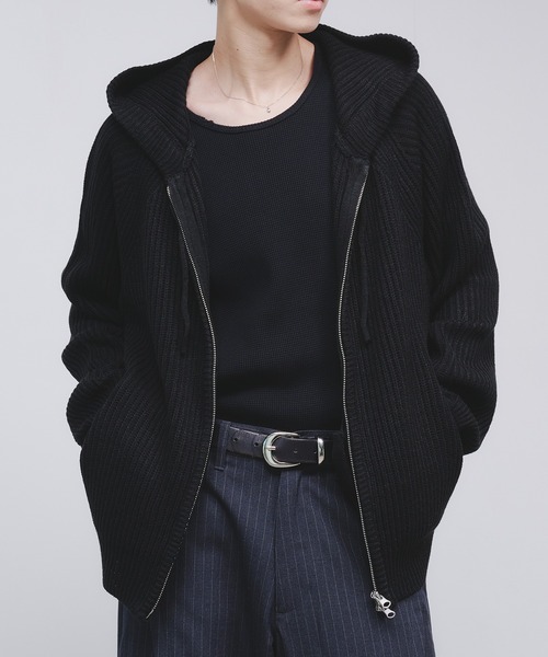 セール】【NEW COLOR】 DOUBLE ZIP KNIT HOODIE / ダブルジップニット