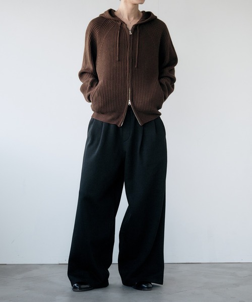 セール】【NEW COLOR】 DOUBLE ZIP KNIT HOODIE / ダブルジップニット