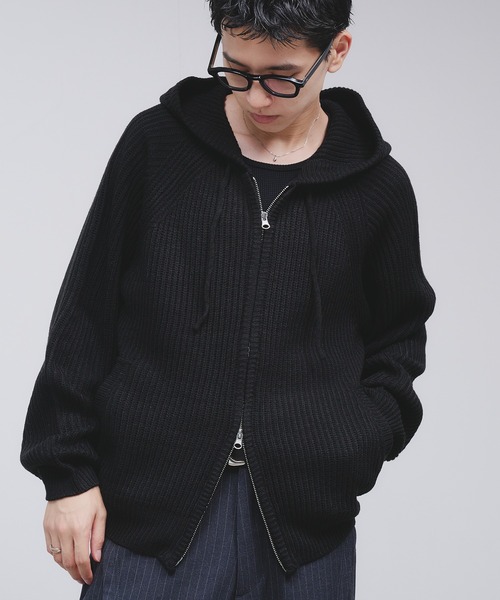 セール】【NEW COLOR】 DOUBLE ZIP KNIT HOODIE / ダブルジップニット