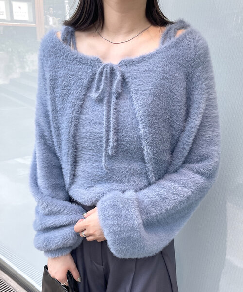 mline（エムライン）の「[mline]シャギーキャミボレロセット（ニット/セーター・レディース・ブルー/アイボリー/ブラック・FREE）」の18枚目の写真