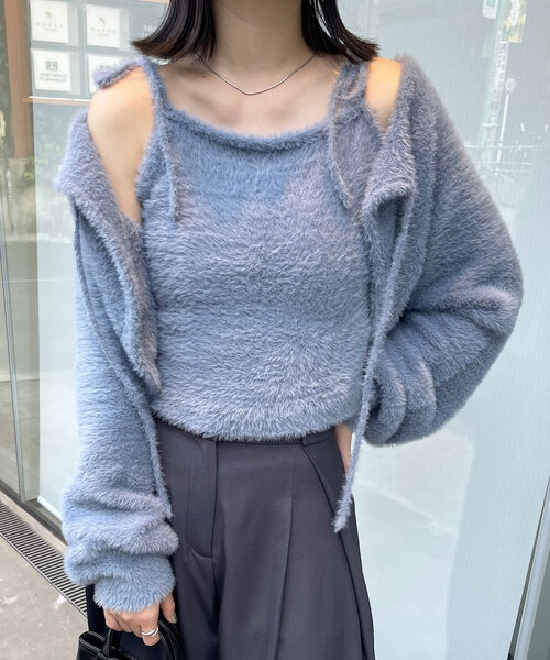 mline（エムライン）の「[mline]シャギーキャミボレロセット（ニット/セーター・レディース・ブルー/アイボリー/ブラック・FREE）」の19枚目の写真
