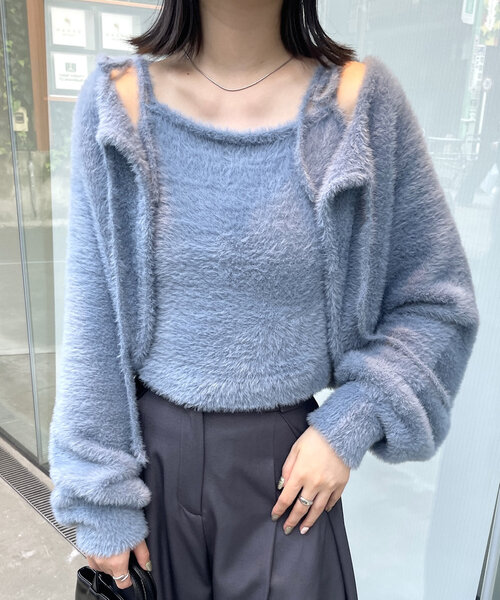 mline（エムライン）の「[mline]シャギーキャミボレロセット（ニット/セーター・レディース・ブルー/アイボリー/ブラック・FREE）」の20枚目の写真